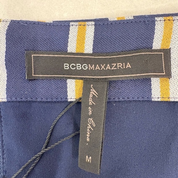 BCBGMaxAzria Crop Top Cap-Sleeve in Striped Floral Sequined Blue Yellow Size M - Picture 3 of 10